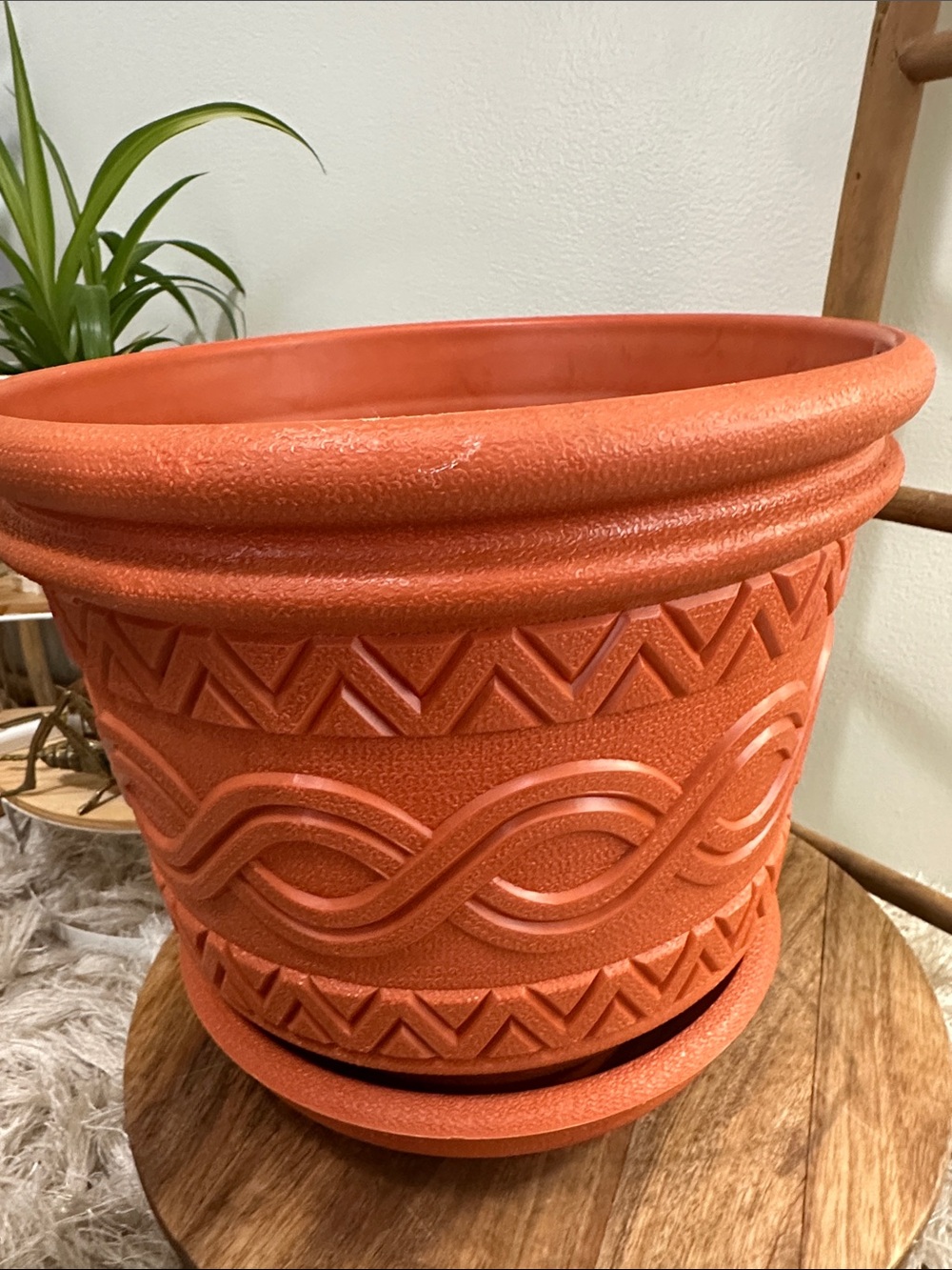 Vintage LAWNWARE TWO•IN•ONE Plastic Planter Reversible Saucer Terracotta Tone - Picture 10 of 17